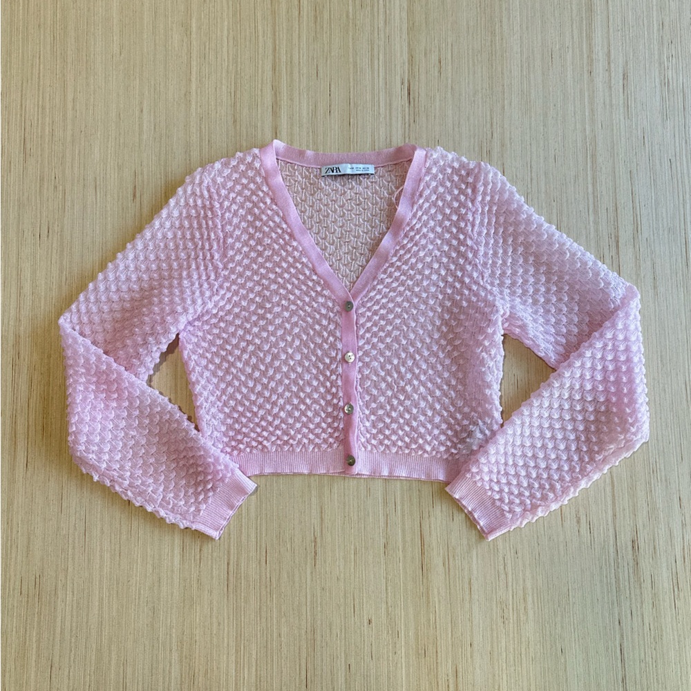 Zara Sheer Scalloped Cardigan